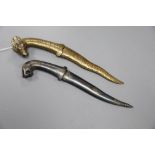 Two Indo-Persian koftgari damascened daggersCONDITION: Length in sheath 24cm and 24.5cm