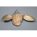 A George III silver leaf caddy spoon, maker, IT, Birmingham, 1798, 71mm and a similar leaf spoon (