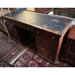 A Victorian mahogany kneehole desk, width 151cm depth 55cm height 76cm