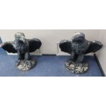 A pair of reconstituted stone eagle garden ornaments, height 78cm