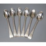 Channel Isles- A set of six late 19th/early 20th century Jersey engraved silver teaspoons, maker's