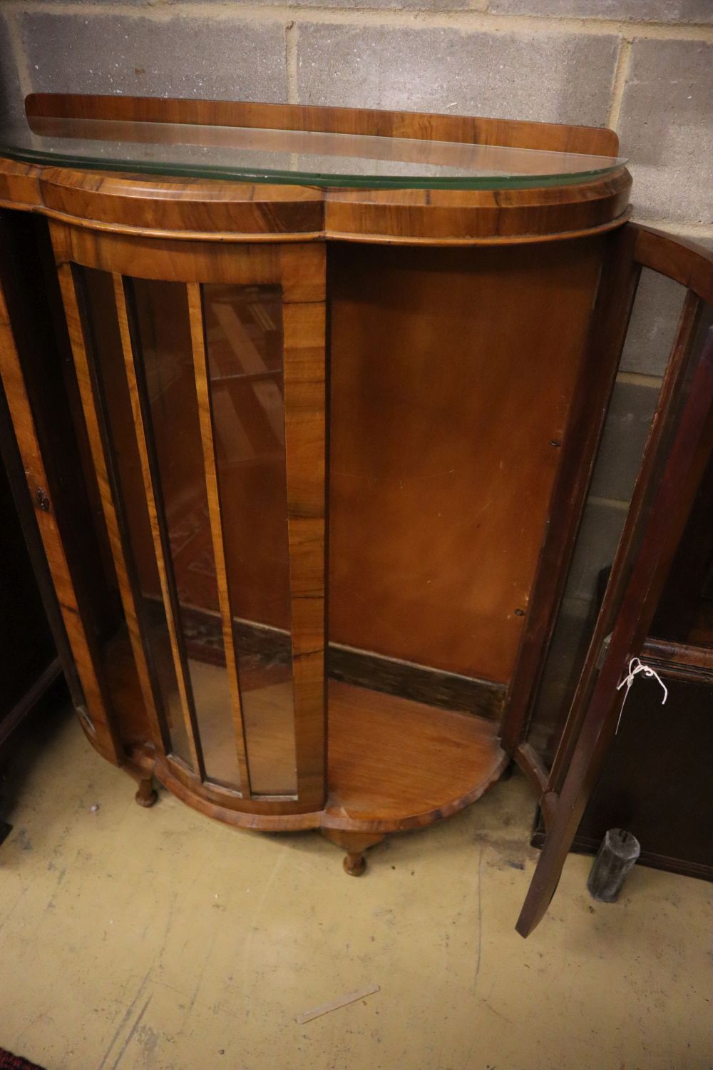 A walnut bowfront display cabinet, width 92cm depth 40cm height 124cm - Image 3 of 3