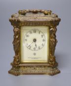 An Ansonia Clock Company American carriage timepiece, height with handle down 11cm