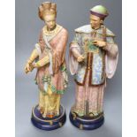 A pair of 19th century coloured bisque porcelain Oriental figures, height 38cmCONDITION: Female