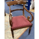 A William IV scroll arm elbow chair