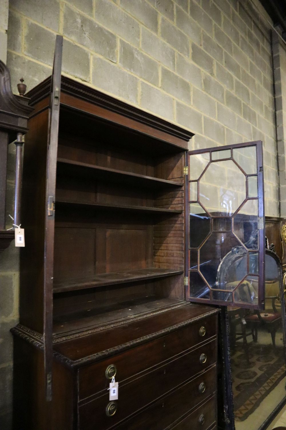 A George III mahogany secretaire bookcase, width 110cm depth 54cm height 227cm - Image 3 of 3