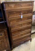 An early 20th century Louis XV semanier chest (marble a.f.), width 80cm, depth 41cm, height