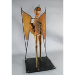Maureen Langley (1931-) South African. wood, leather and wrought iron; 'Locust - the Arrogance of