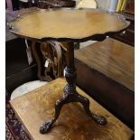 A Georgian style mahogany tilt-top table occasional table with piecrust top, width 56cm height 69cm