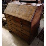 A Georgian style walnut and cross-banded bureau, width 107cm depth 54cm height 110cm