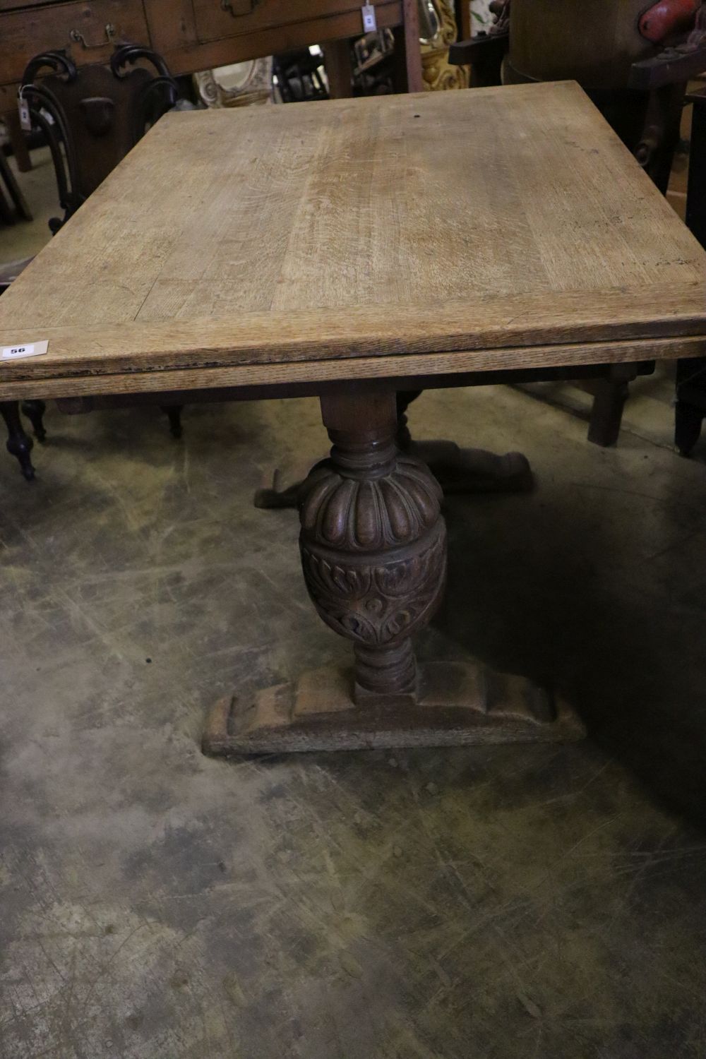 An Elizabethan style oak draw leaf extending dining table, 210cm extended width 80cm height 75cm - Image 2 of 3