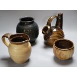 A collection of four pieces of high fired Studio pottery by Andrew Rudebeck, tallest