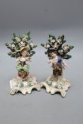 A pair of Meissen style figures of a young girl and boy, height 16cmCONDITION: Female: some chips