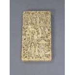 A 19th century Cantonese carved ivory card case, 8 x 4cm