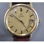 A gentleman's 1970's 9ct gold Omega automatic wrist watch, movement c.1012, movement no. 38167699,