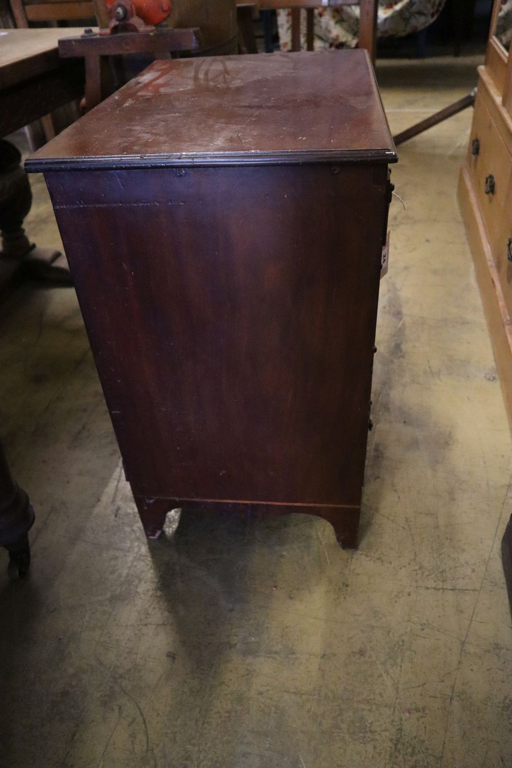 A small George III style mahogany chest, fitted four long drawers, width 66cm depth 43cm height - Image 3 of 3