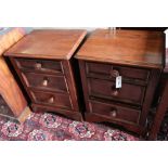 A pair of Willis & Gambier walnut three drawer bedside chests, width 50cm depth 40cm height 66cm