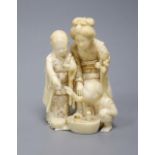 A Japanese ivory okimono, Meiji period, signed, height 8cm