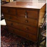 A Victorian mahogany chest fitted two short drawers and three long drawers, on bun feet, width 106cm