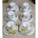Six Royal Albert "Flower of The Month" porcelain triosCONDITION: Good condition.