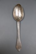 Channel Isles- An 18th century Jersey silver dog-nose spoon, with engraved initials, maker;'s mark