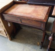 A Regency rosewood writing table, fitted end drawer, width 77cm depth 44cm height 73cm