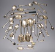 A collection of Georgian and later silver flatware, 28.5 oz.