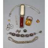 Assorted white metal jewellery, bracelets, brooch, etc