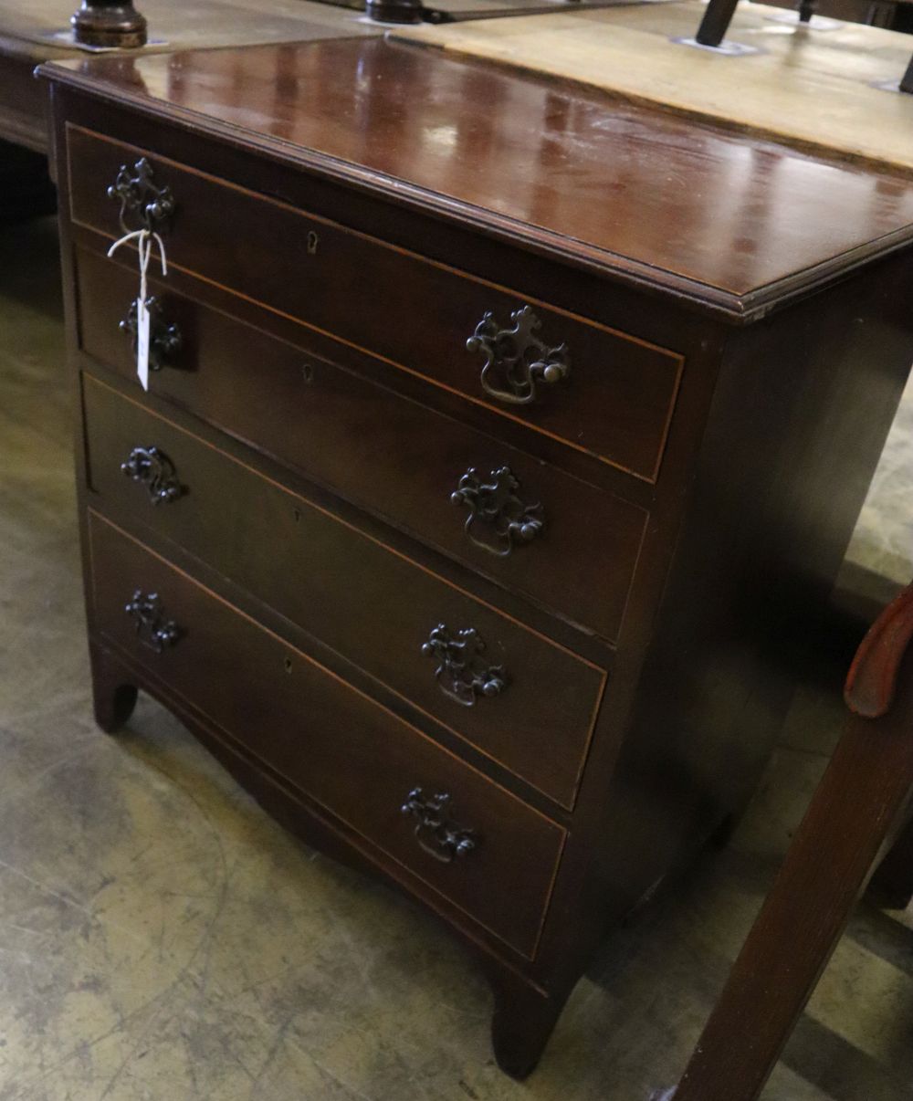 A small George III style mahogany chest, fitted four long drawers, width 66cm depth 43cm height