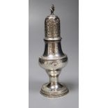 A George III silver pepperette, base Sutton & Bult, London, 1783, cap has maker's mark for Hester