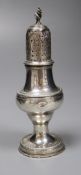 A George III silver pepperette, base Sutton & Bult, London, 1783, cap has maker's mark for Hester