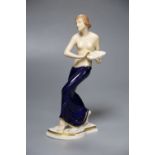 A Royal Dux Art Deco figure of a lady, height 24cmCONDITION: Figure's left thumb and index finger