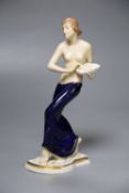 A Royal Dux Art Deco figure of a lady, height 24cmCONDITION: Figure's left thumb and index finger