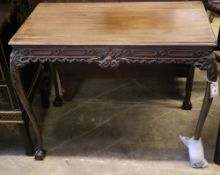 A Chippendale Revival mahogany centre table, having moulded top with rounded corners on cabriole