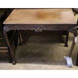 A Chippendale Revival mahogany centre table, having moulded top with rounded corners on cabriole