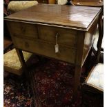 A 19th century mahogany side table fitted two short drawers and one long drawer, width 81cm depth