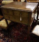 A 19th century mahogany side table fitted two short drawers and one long drawer, width 81cm depth