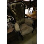 A Victorian mahogany framed high backed armchair