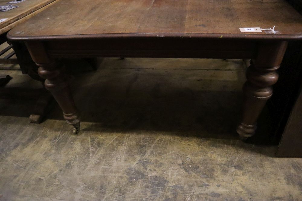 A Victorian oak extending dining table, 185cm extended (one spare leaf), width 120cm height 72cm - Image 4 of 4