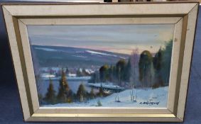 S. Holland, oil on canvas, Winter landscape, signed, 44 x 64cm