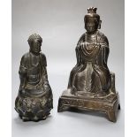 A Chinese bronze deity, together with a composite figure, height 23cm