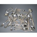 A part canteen of Danish George Jensen sterling Cactus pattern flatware, comprising forty five