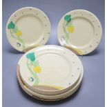 A Clarice Cliff part dinner service (12)CONDITION: One dinner plate shallow chip at rim,