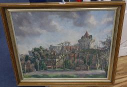 Giulio Bagnoli (127-1978), oil on canvas, View of a chateau, signed and dated '82, 50 x 60cm