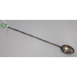 A Chinese silver and jadeite spoon