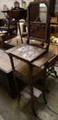 A late Victorian marble top shaving stand, width 56cm depth 33cm height 150cm