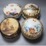 Four Japanese porcelain bowls and covers, two by Noritake, 17cmCONDITION: Repaired chip to bowl neck