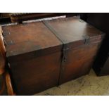 A Victorian iron bound mahogany silver chest, width 92cm depth 51cm height 61cm