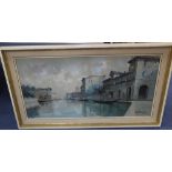 M. Maraspin, oil on canvas, Venetian canal scene, signed, 49 x 100cm