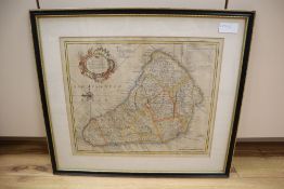 Emanuel Bowen, coloured engraving, Map of the Island of Barbadoes, 37 x 44.5cm